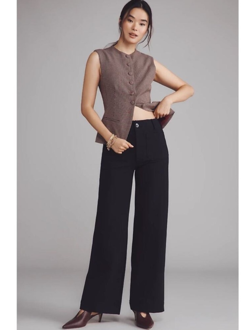 Anthropologie Maeve Pants Colette Ponte Wide Leg Tall in Navy